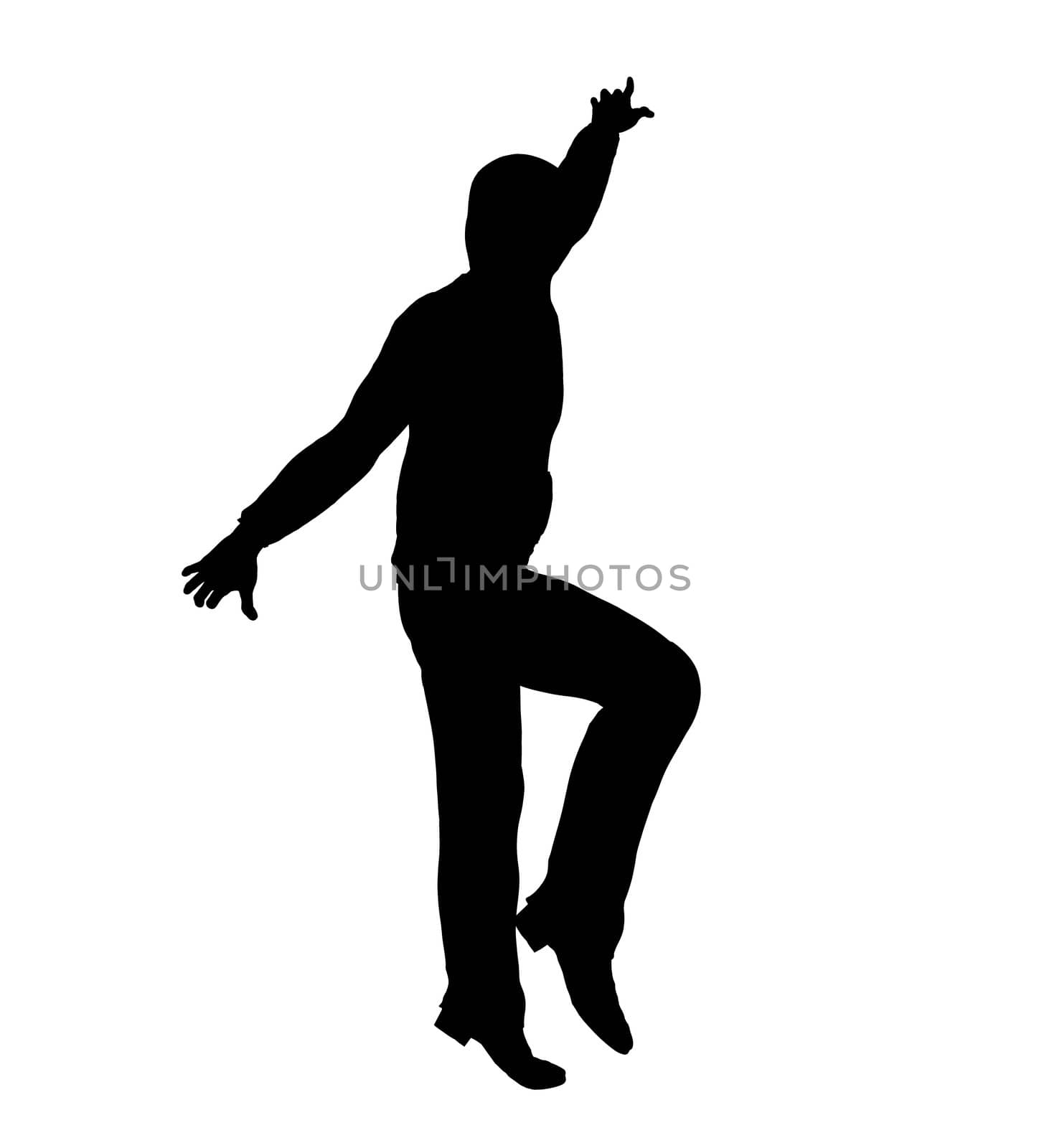 Urban male dancer silhouette on a white background