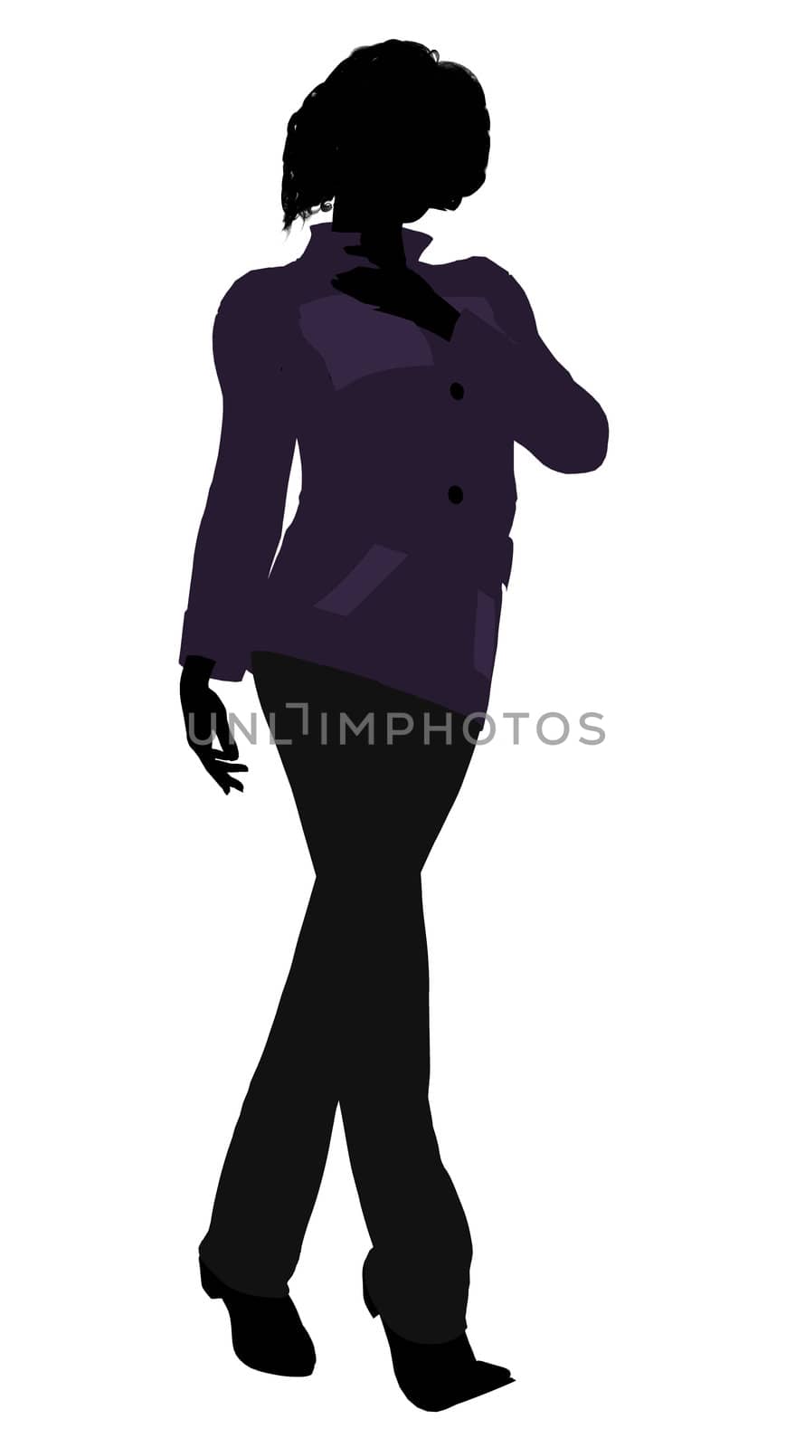 Casual dressed female silhouette on a white background