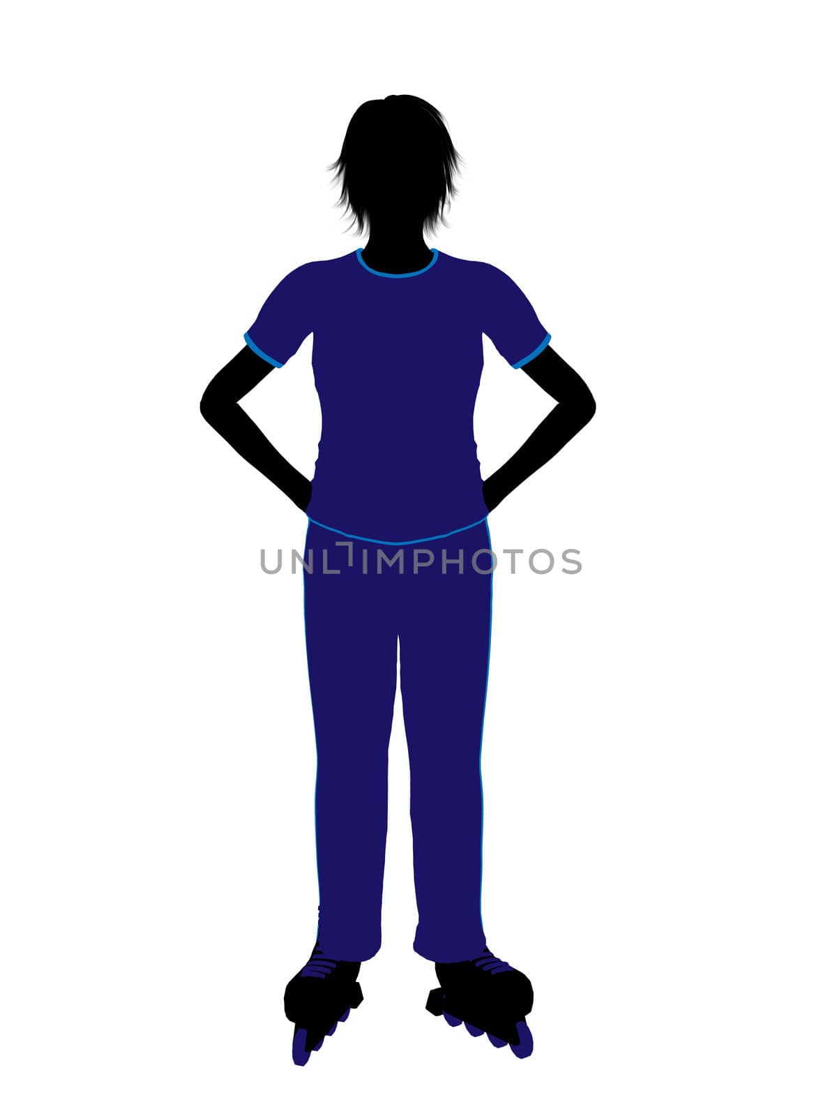 Female roller skater illustration silhouette on a white background