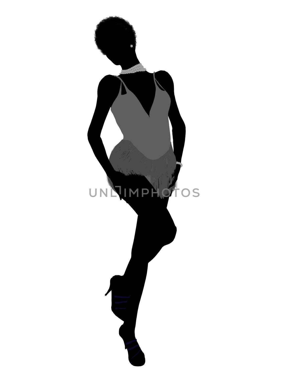 African american showgirl illustration silhouette on a white background