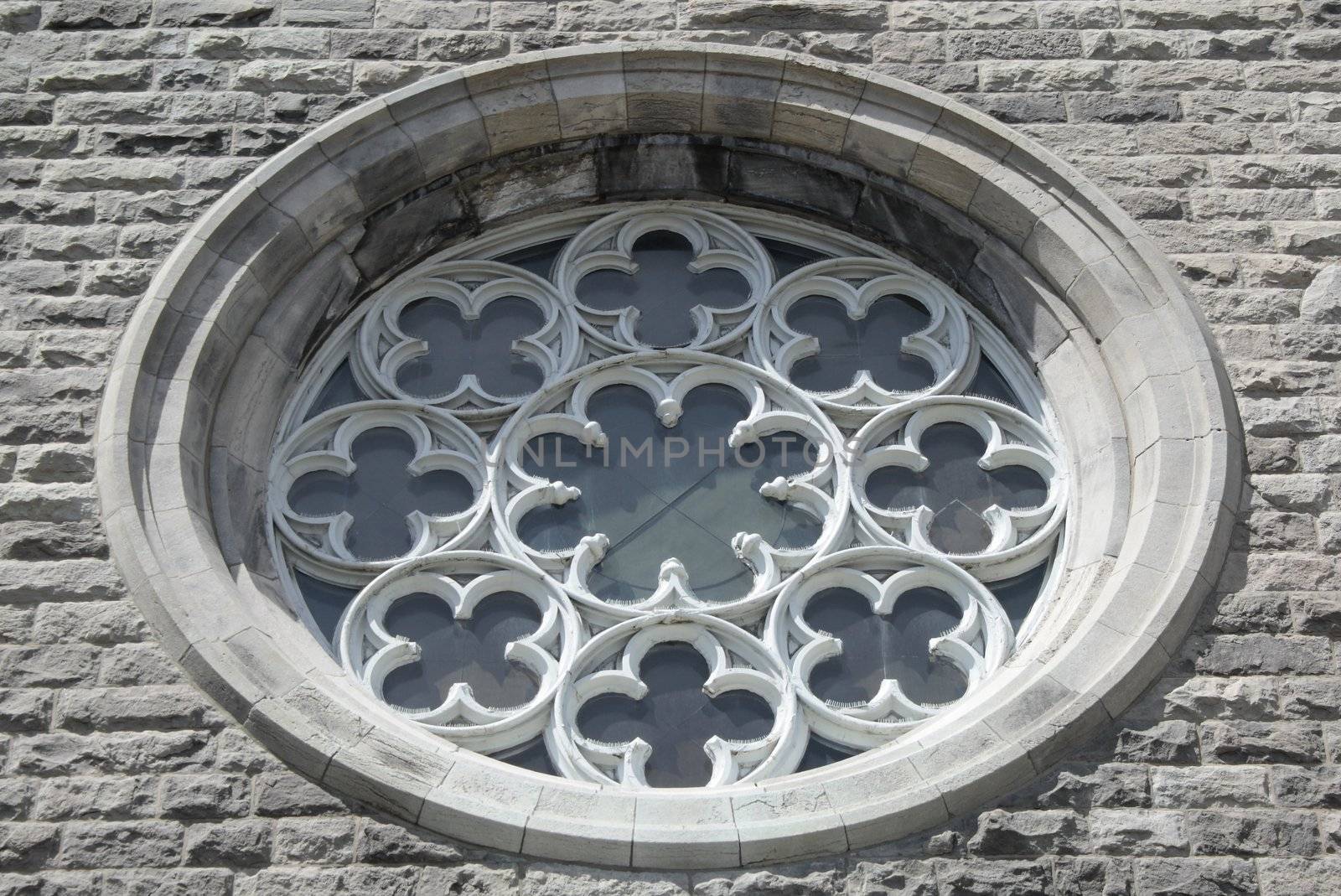 Ornamental window of a Catholic church.