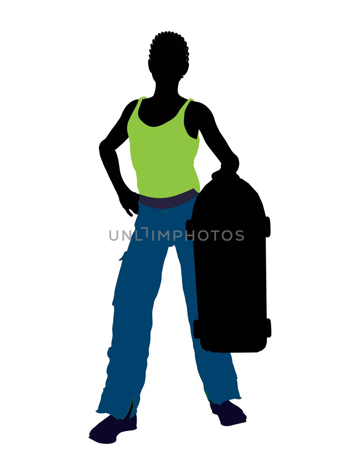 African american skateboarder illustration silhouette on a white background