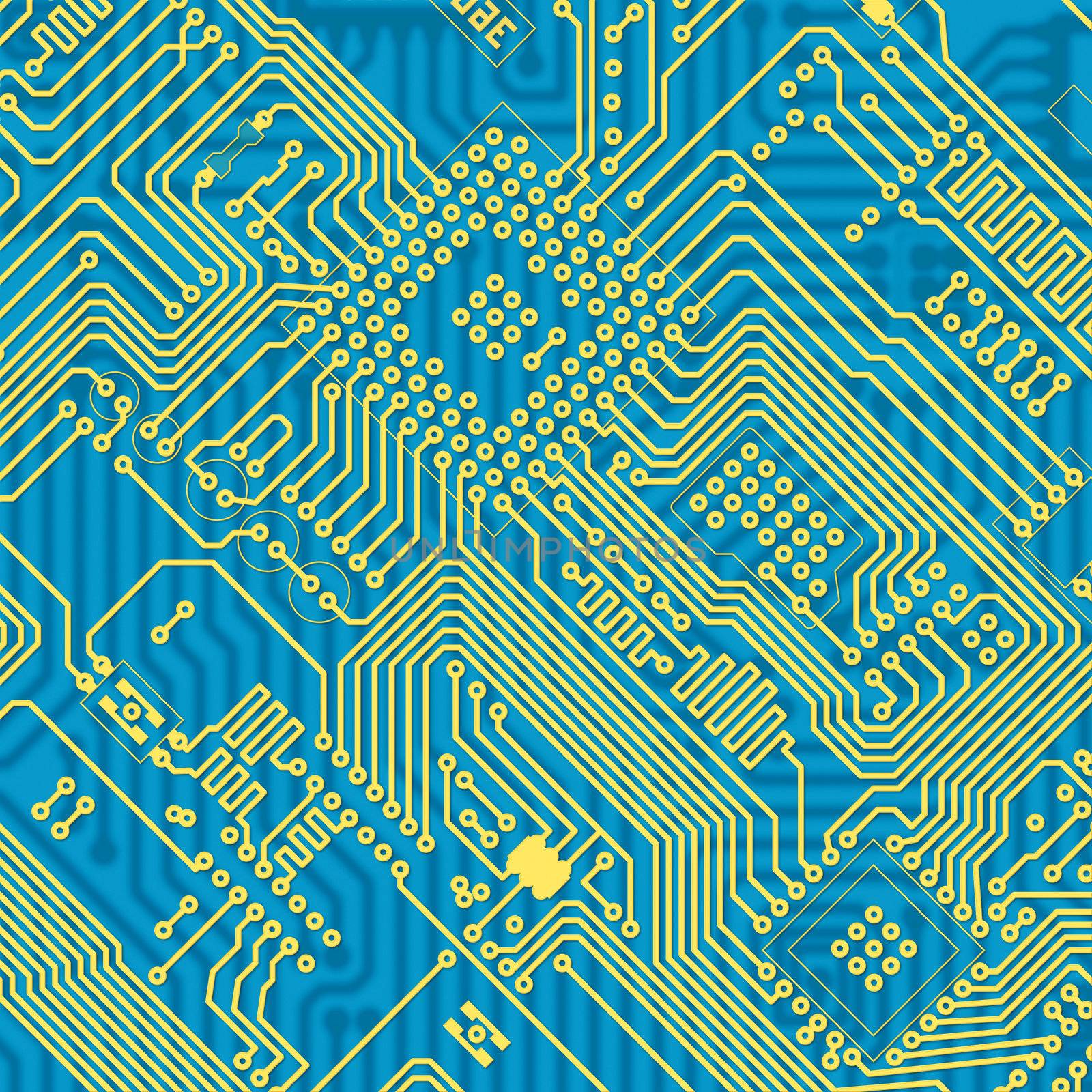 Printed blue industrial circuit board graphical texture