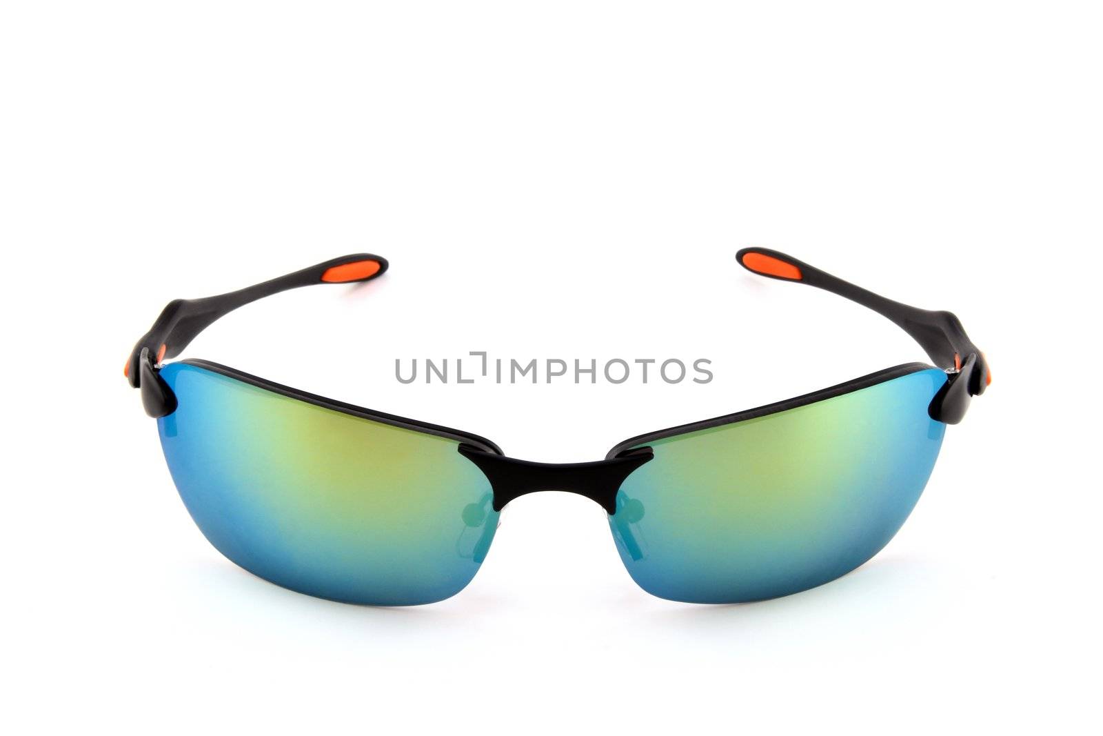 Sporty sunglasses on white background by anikasalsera