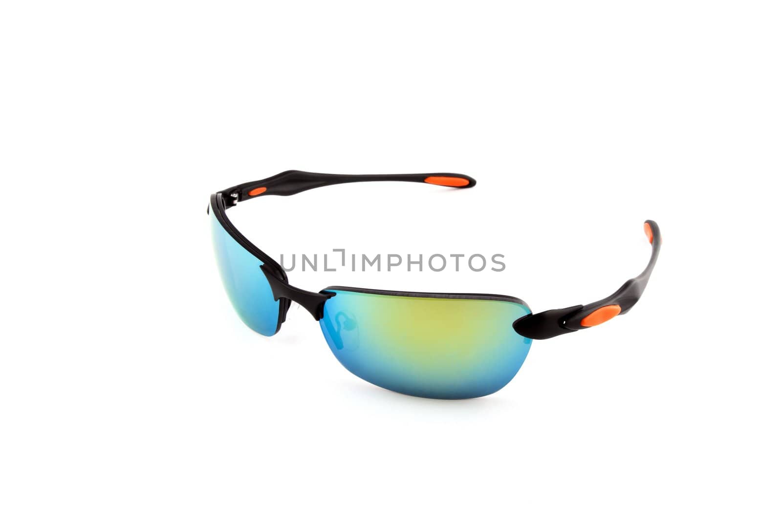 Colorful sunglasses on white background by anikasalsera
