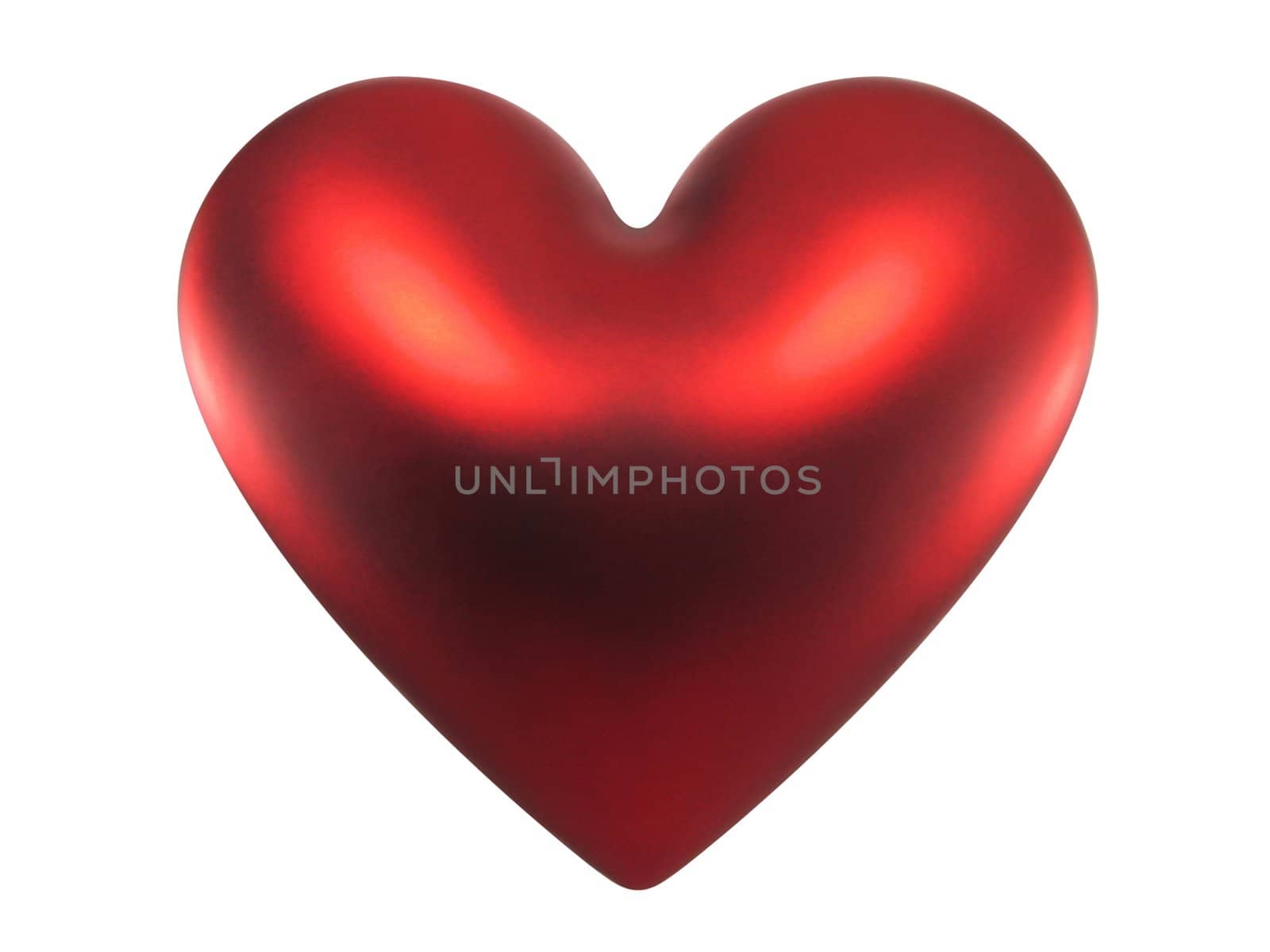Red shiny heart isolated on white background. With clipping path.