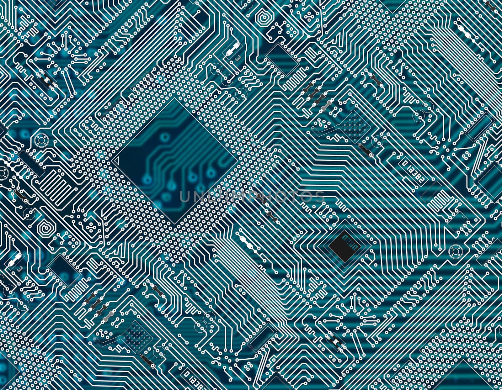 Printed dark blue industrial circuit board graphical background