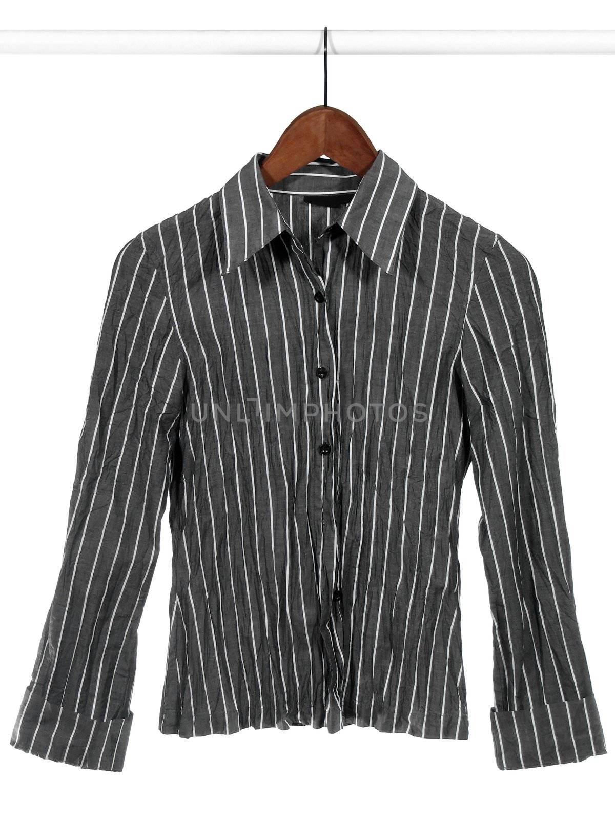 Gray striped shirt on white background by anikasalsera