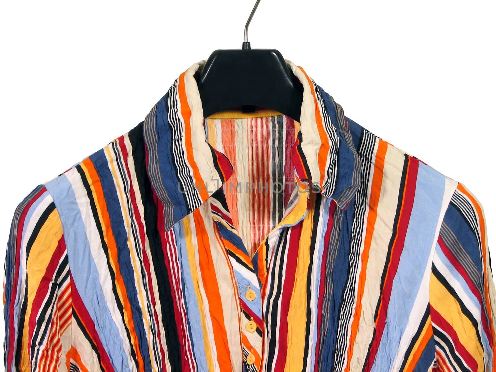 Colorful striped shirt on white background by anikasalsera