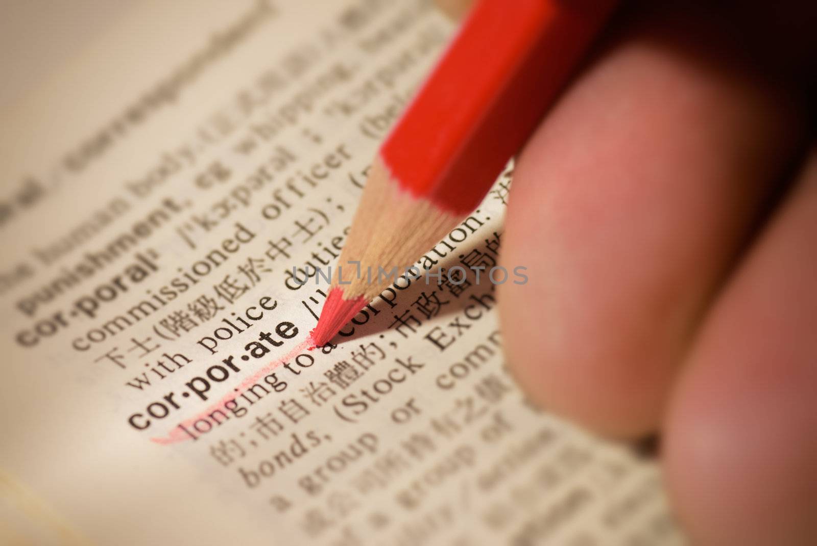 Make corporate important by drawing red line with hand.