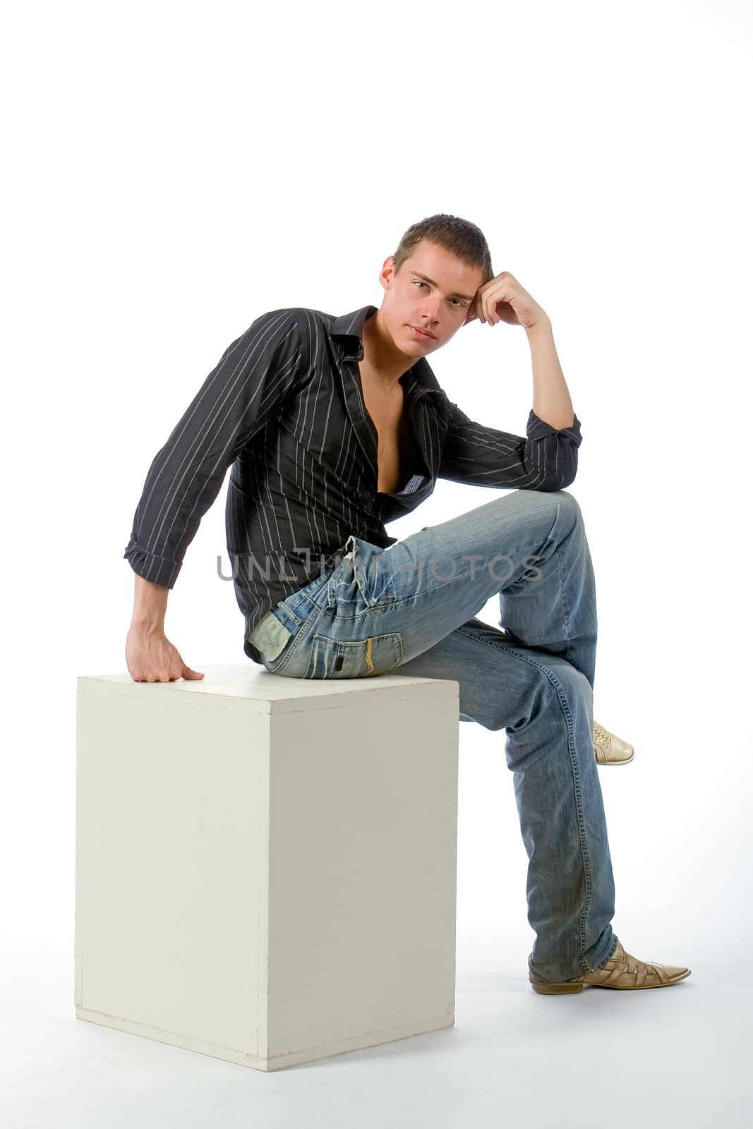 The thoughtful man on a cube by MIL