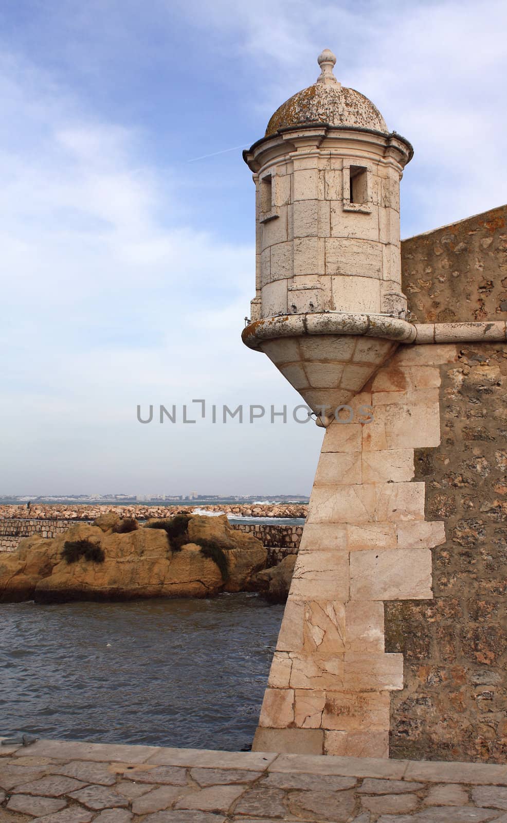 Detail of the fortress of Lagos in The Algarve, south coast of Portugal.