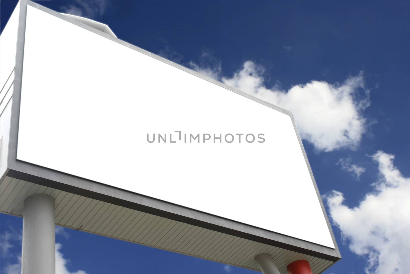 Blank Billboard in a cloudy nice blue sky by sacatani