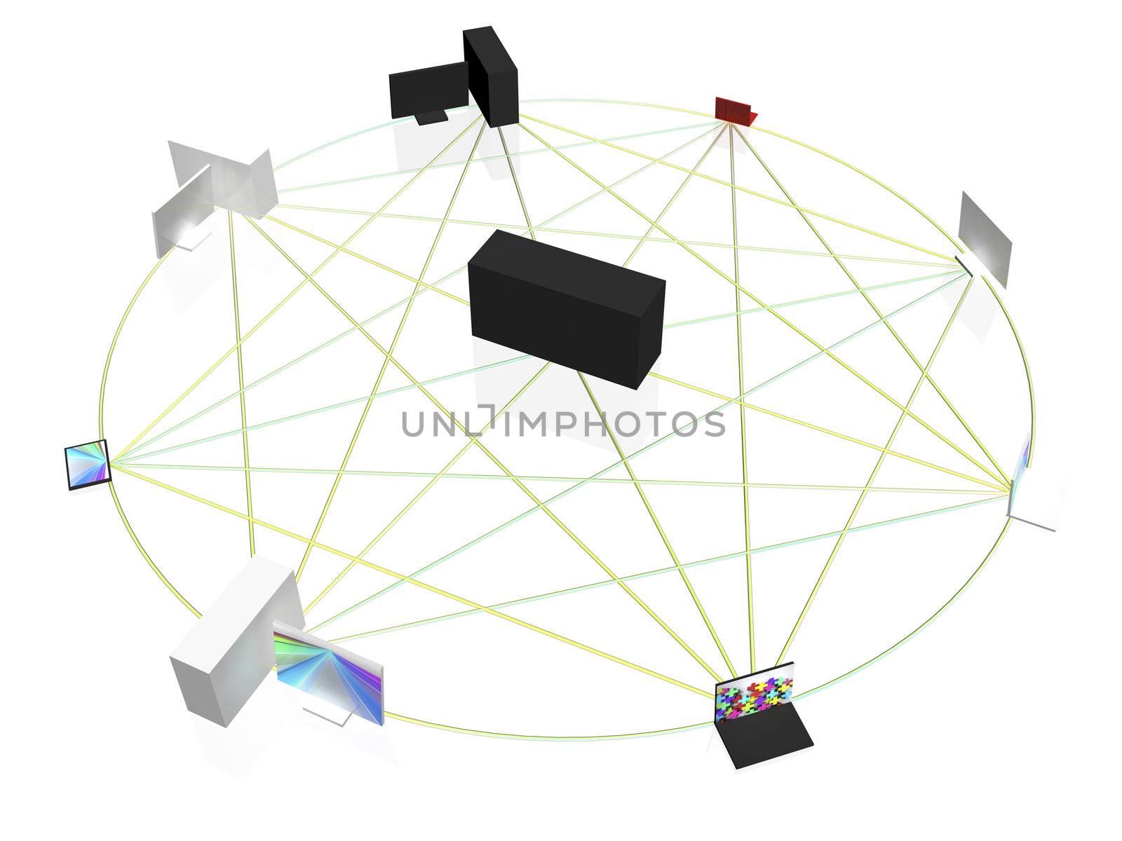 Conceptual computer network in circle