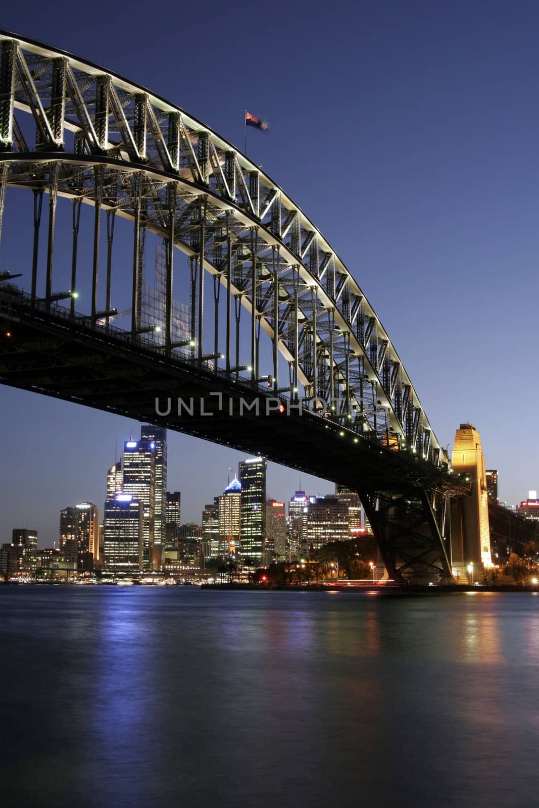 Sydney Harbour Bridge At Night, Twilight, Australia