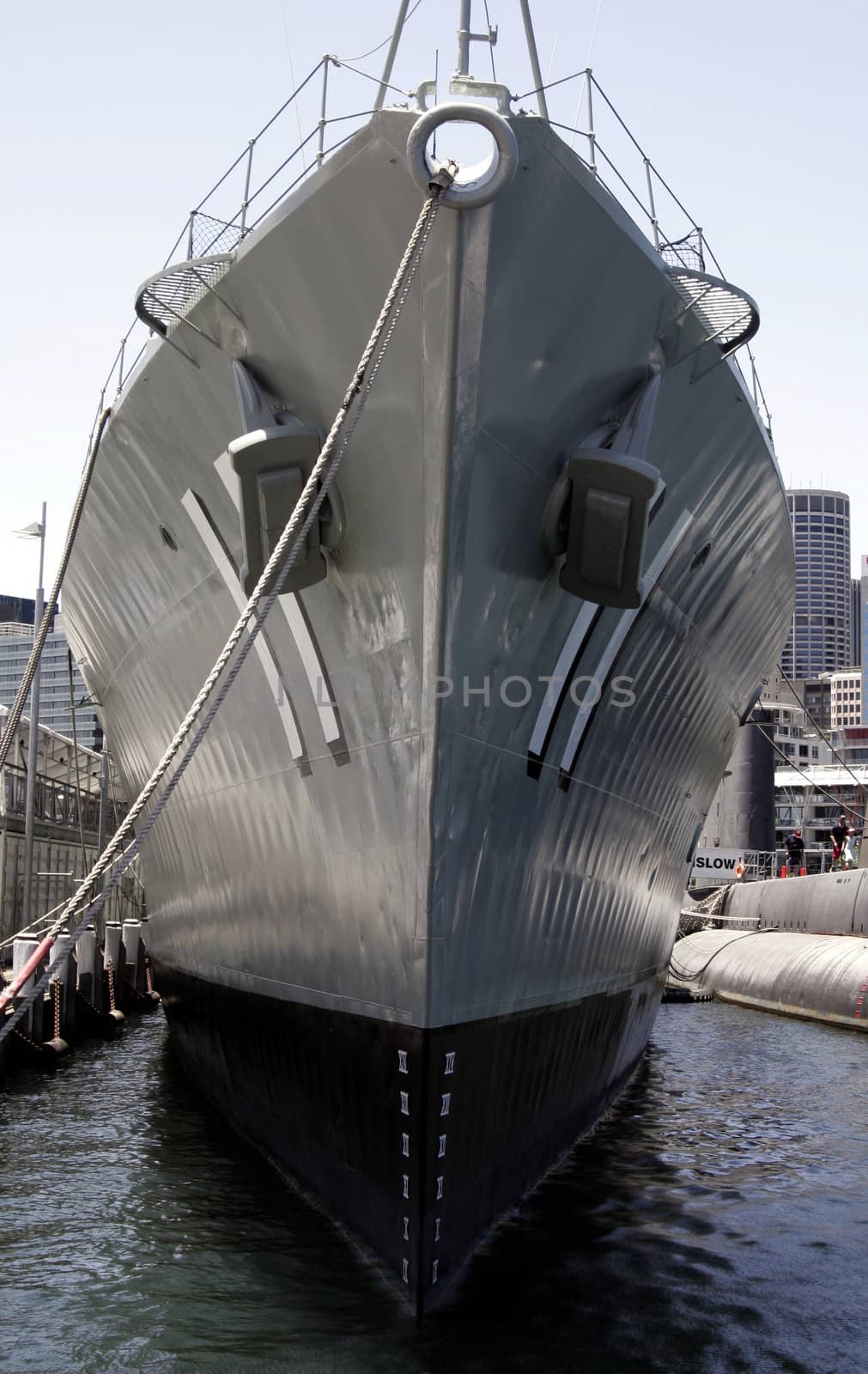Front Of An Australian Destroyer Ship In Darling Harbour, Sydney