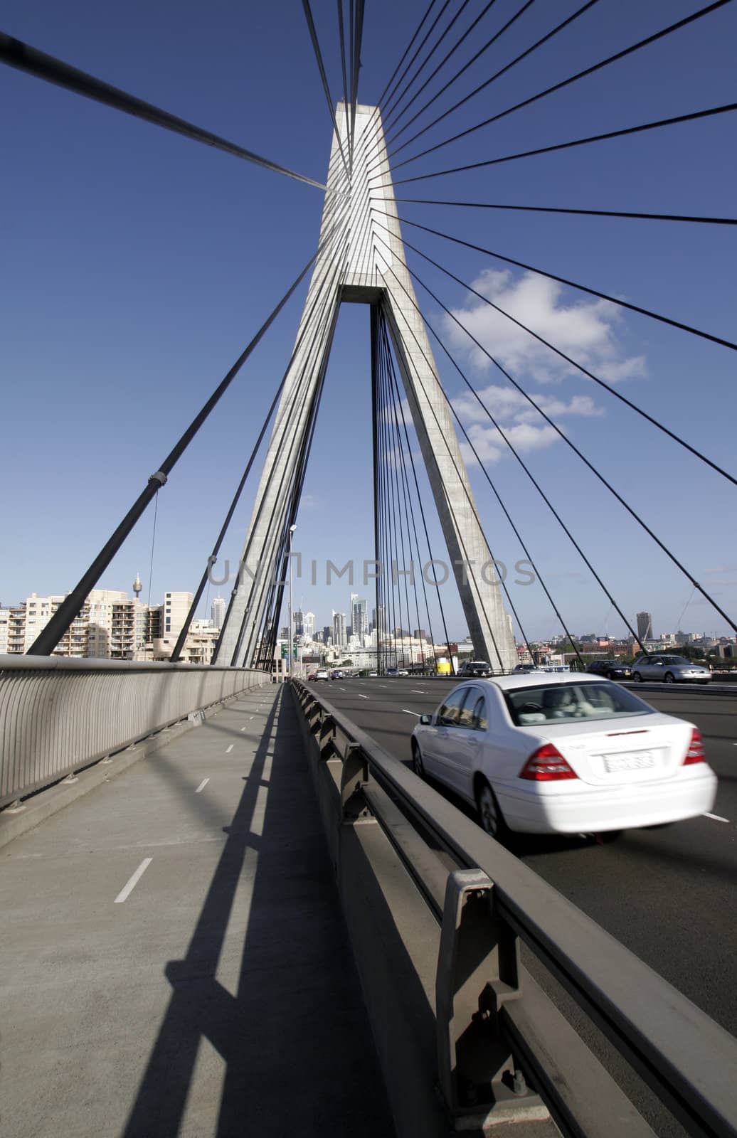 Anzac Bridge, Sydney, Australia: ANZAC Bridge is the longest cable-stayed bridge in Australia, and amongst the longest in the world.