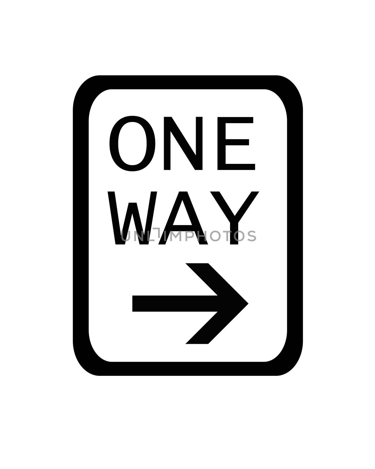 One Way Sign post isolated in white