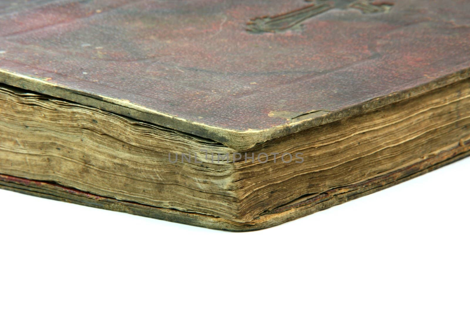 detail from old bible isolated on white background religious concepts