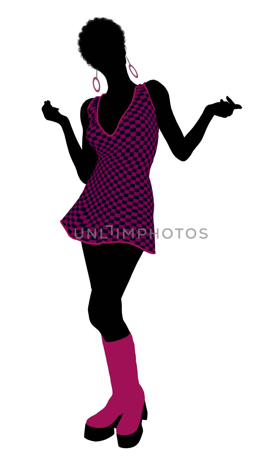 African American go go dancer silhouette on a white background