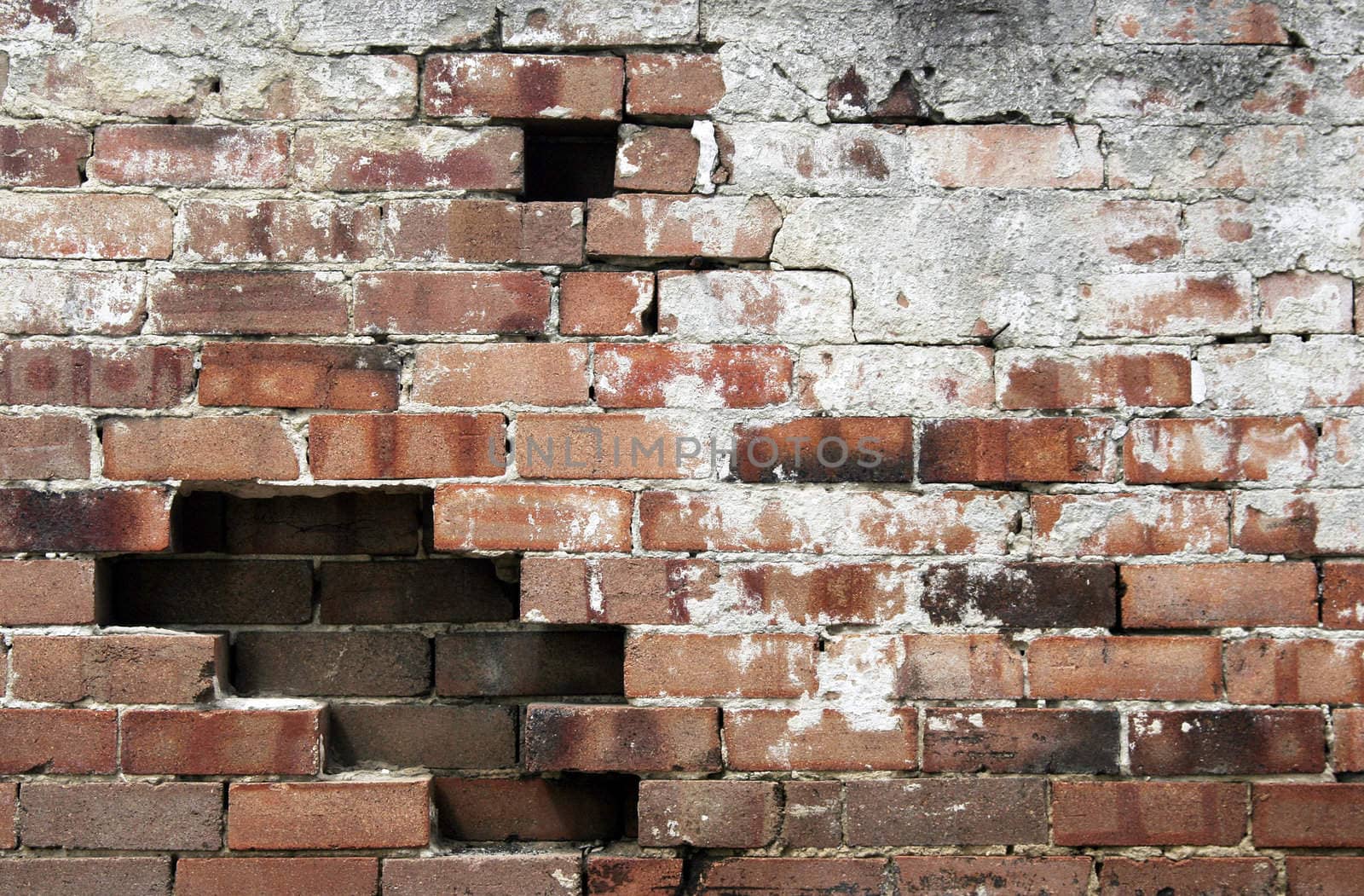 Old Red Brick Stone Wall, Textured Background