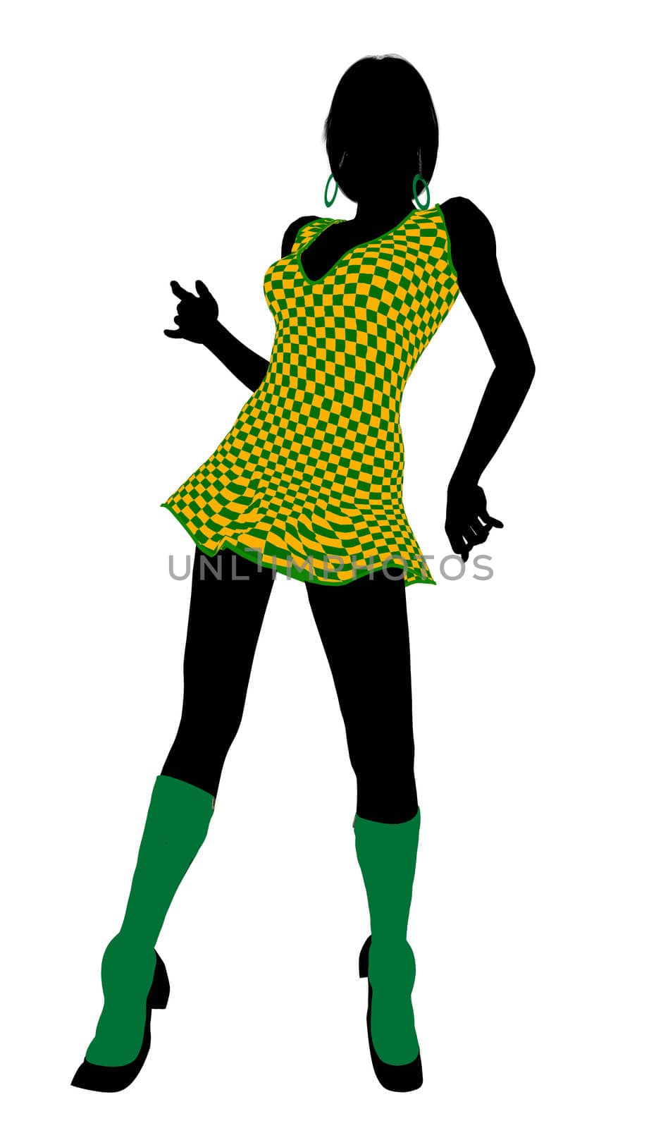 Go go dancer silhouette on a white background