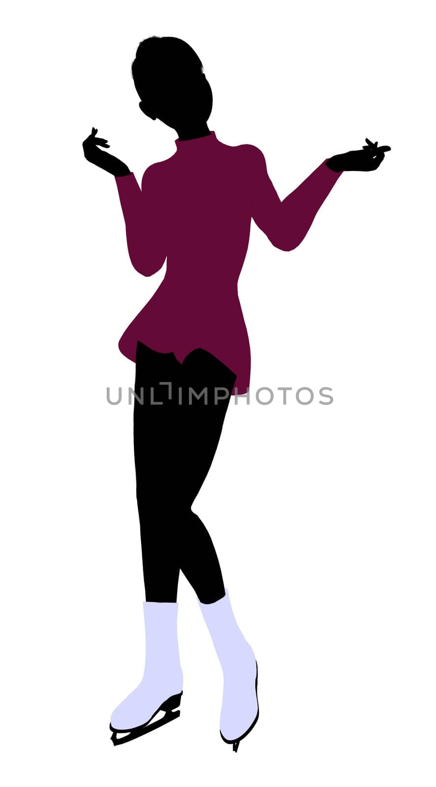 Female Ice Skater illustration silhouette on a white background