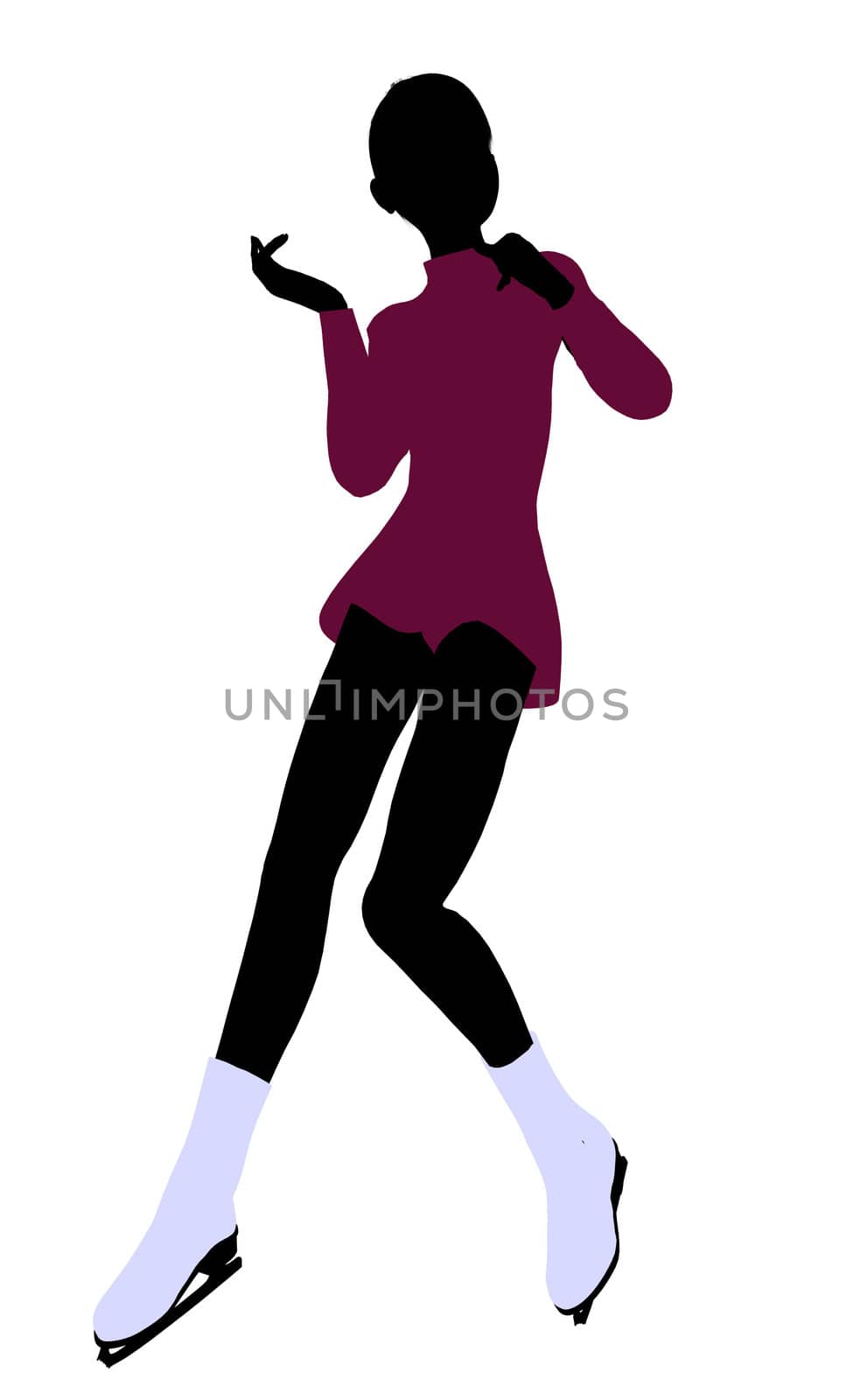Female Ice Skater illustration silhouette on a white background
