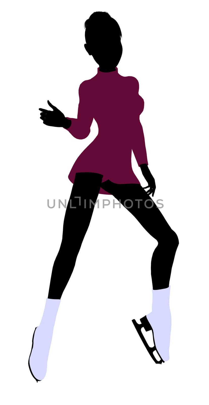 Female Ice Skater illustration silhouette on a white background