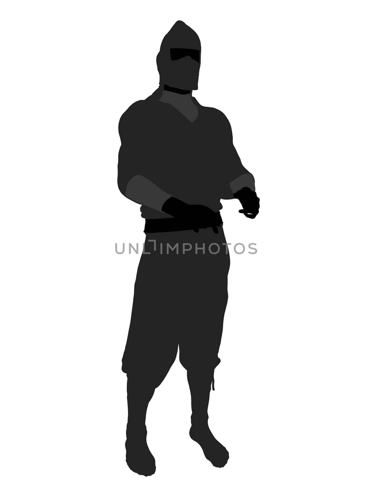 Male ninja silhouette illustration on a white background