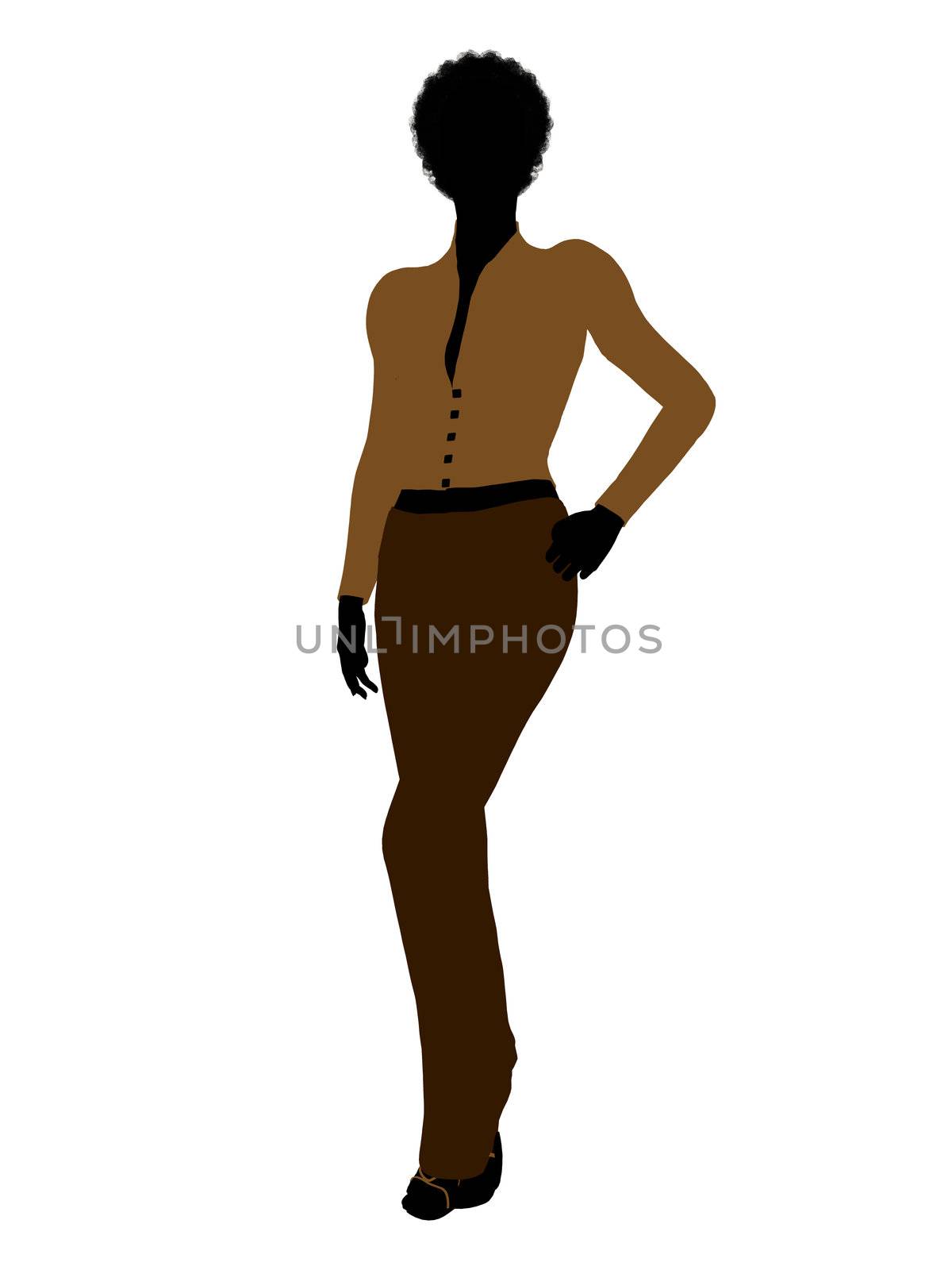 African american female business executive silhouette on a white background