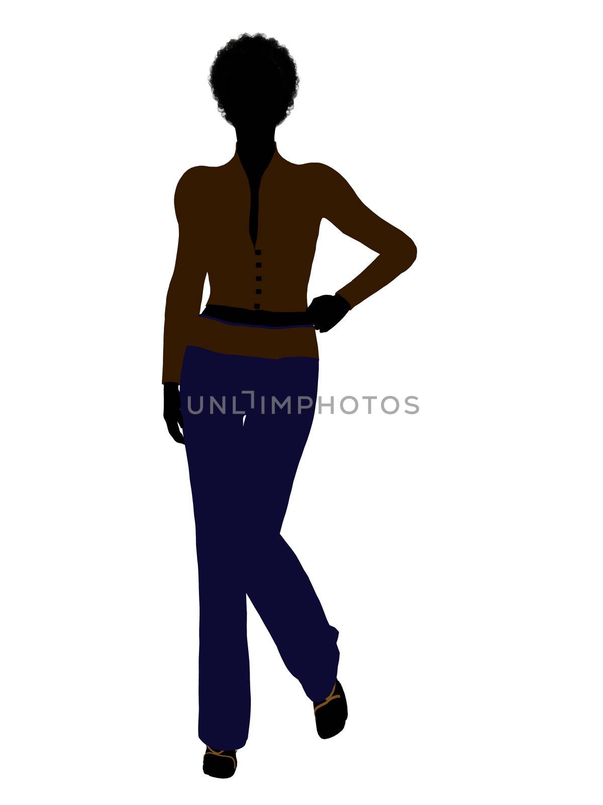 African american female business executive silhouette on a white background