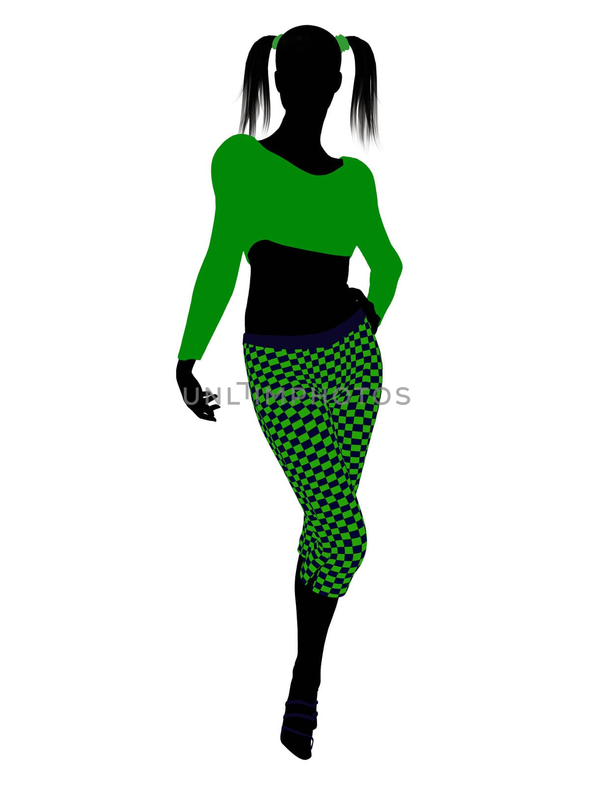 Casual dressed female silhouette on a white background