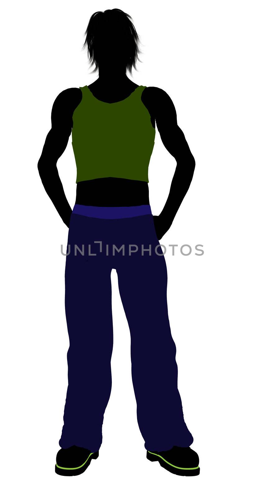 Casual dressed male silhouette on a white background