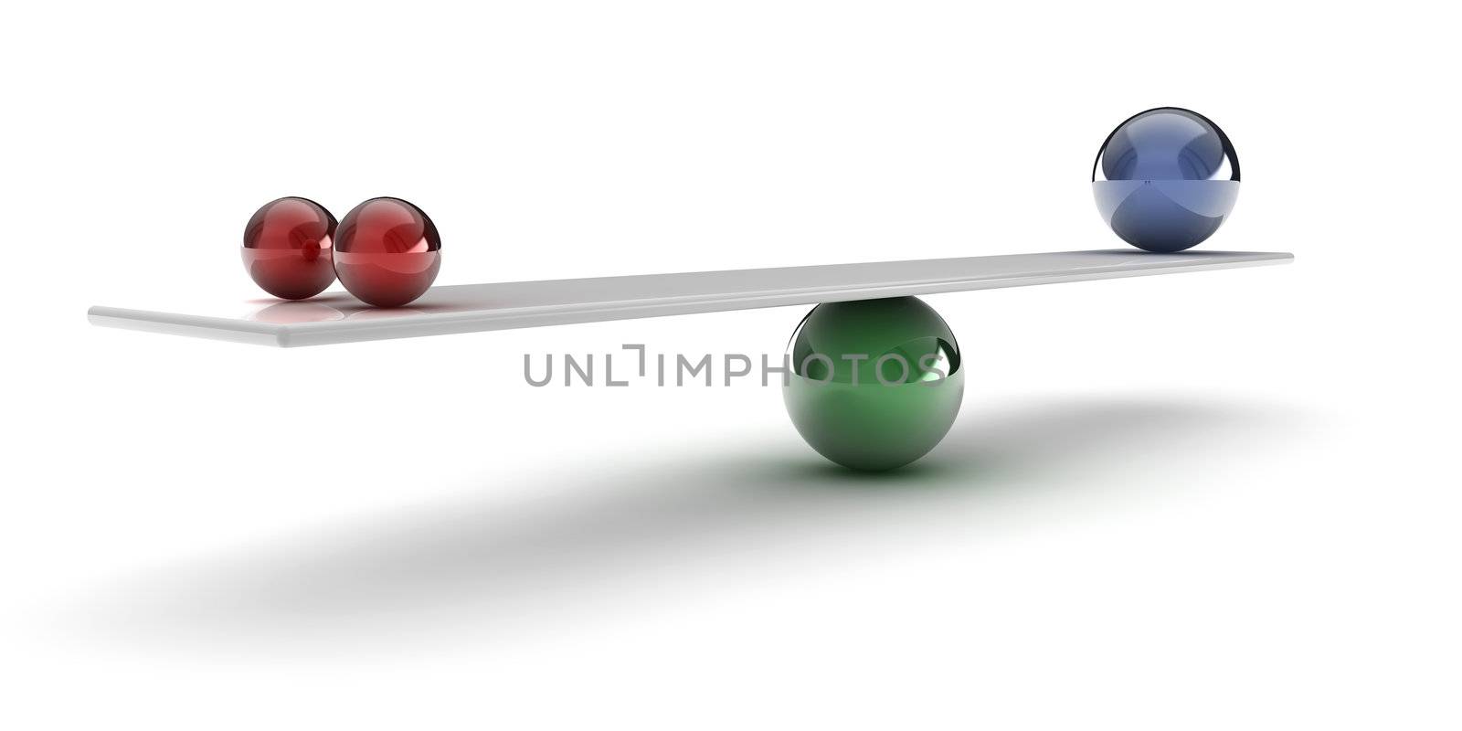 A 3d set of spheres, balancing on a tube