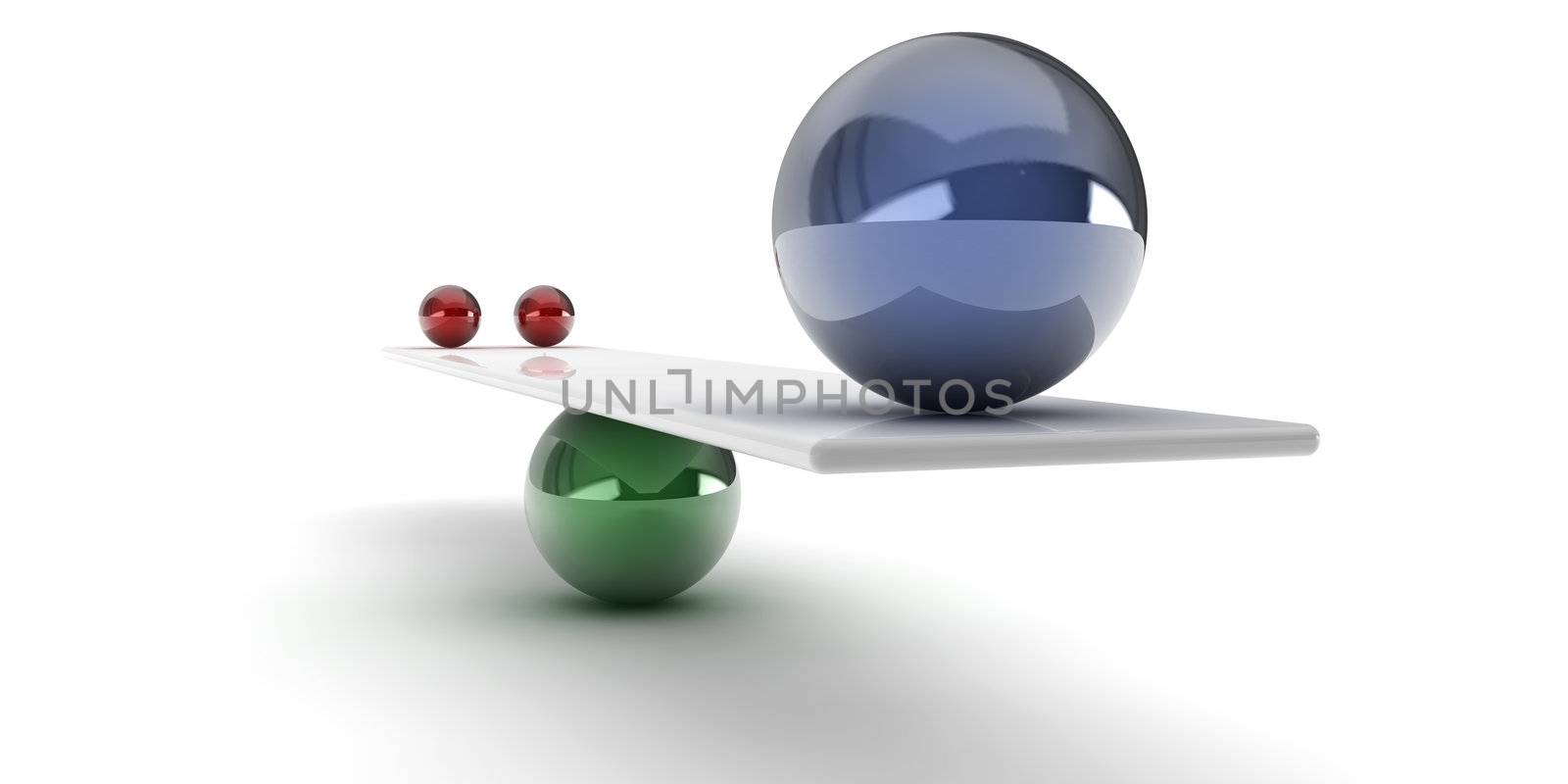 A 3d set of spheres, balancing on a tube