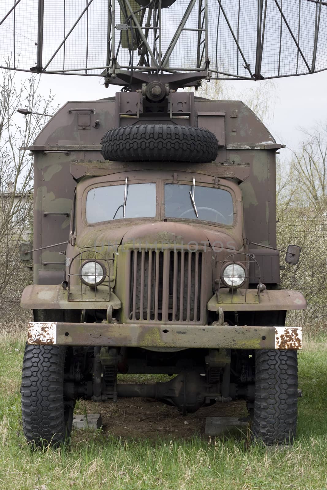 old russian military truck with radar