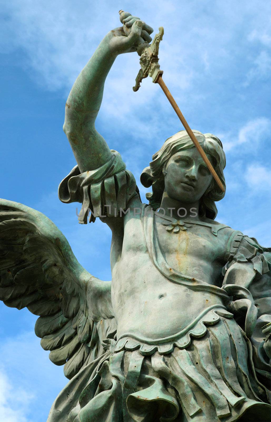Statue of St. Michael on the top of Castel Sant' Angelo.

