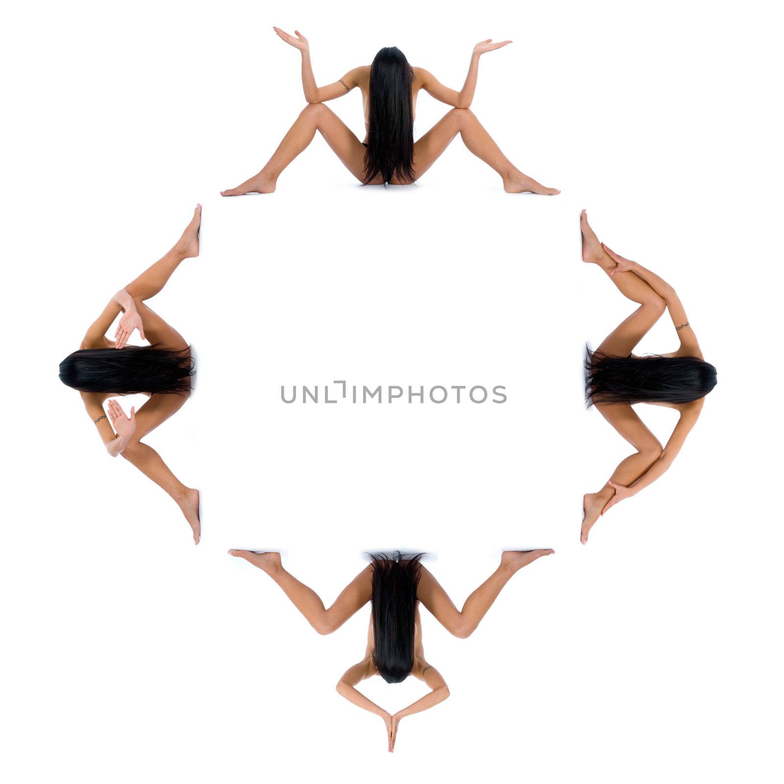 Nude girl on  white background