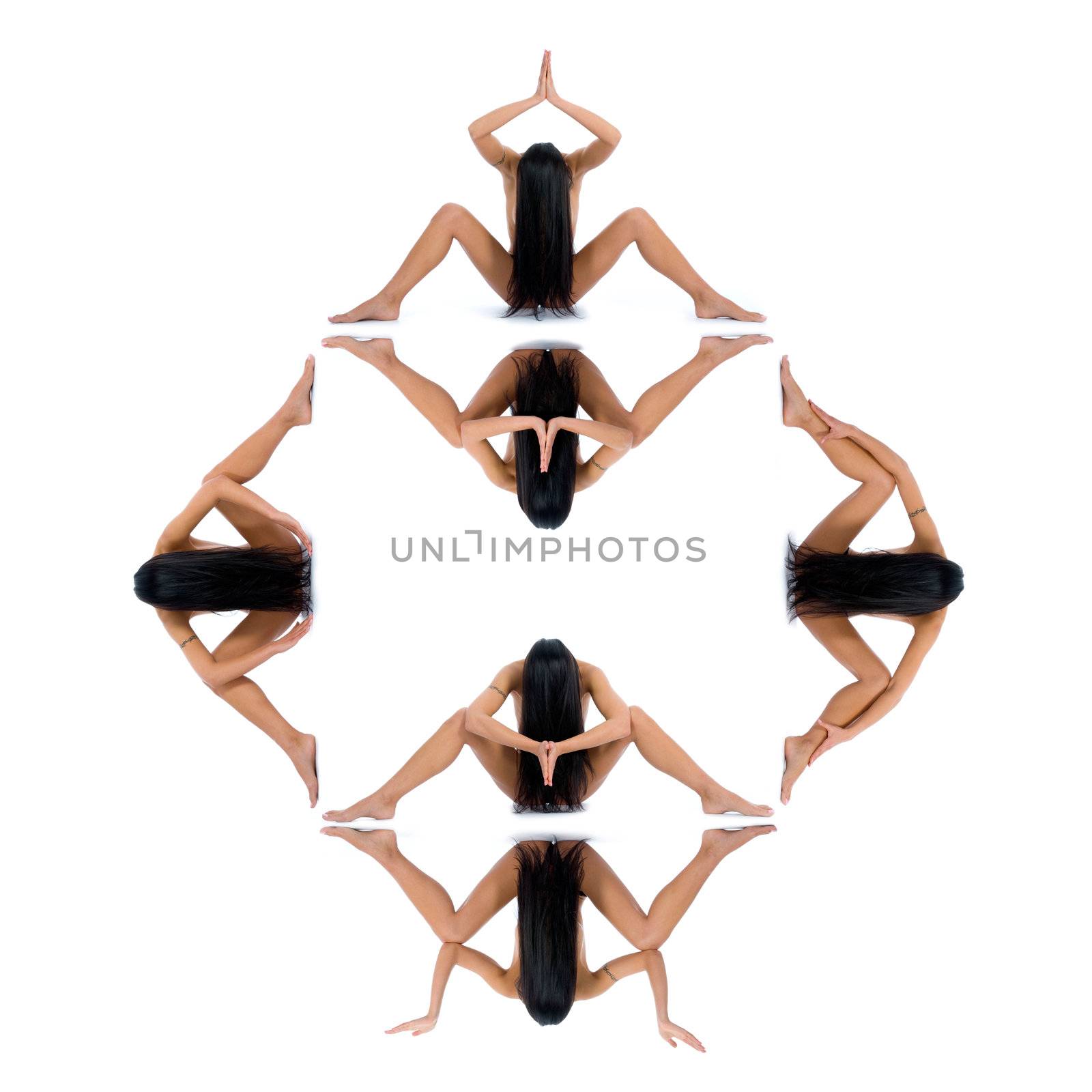 Nude girl on  white background