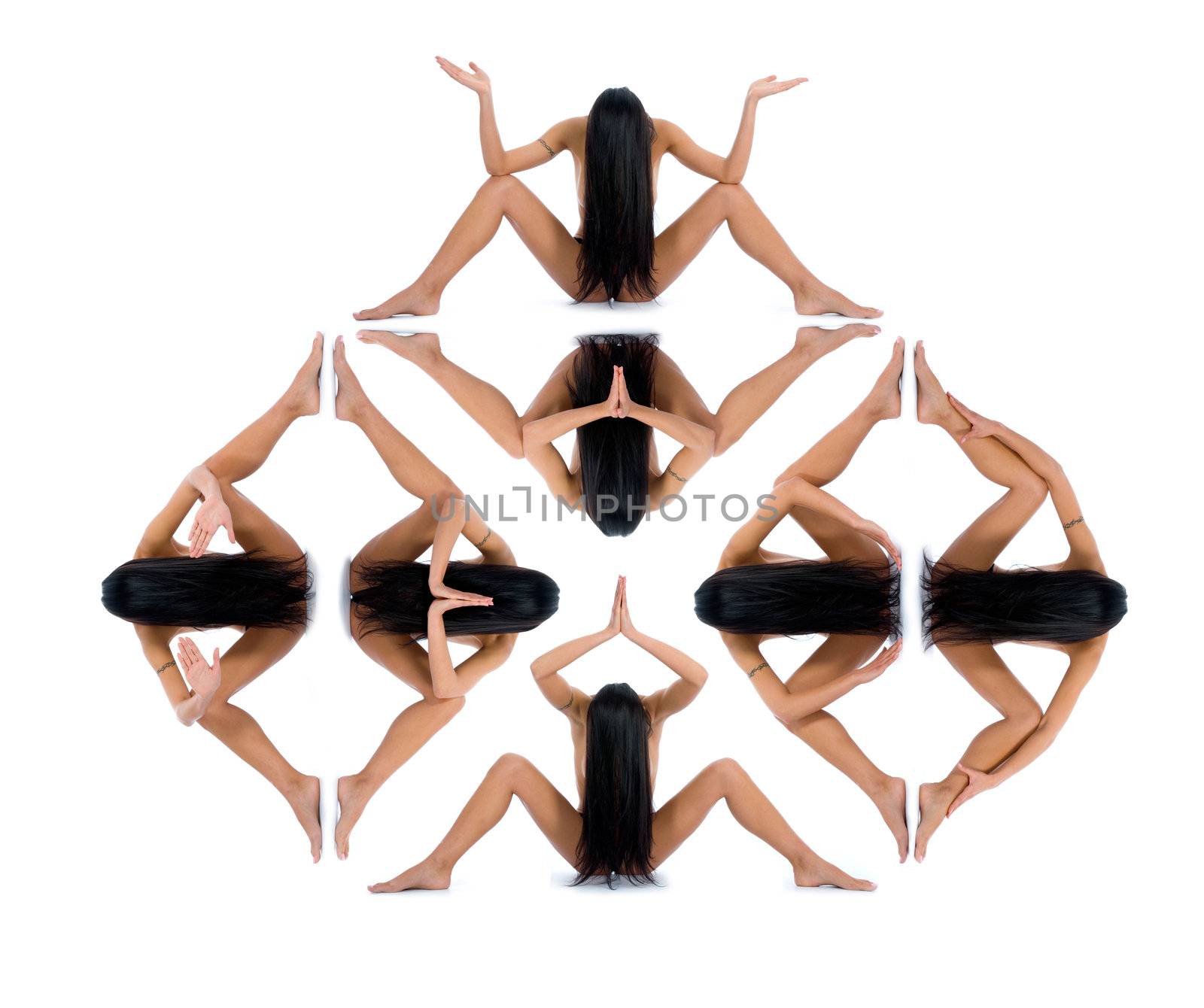 Nude girl on  white background