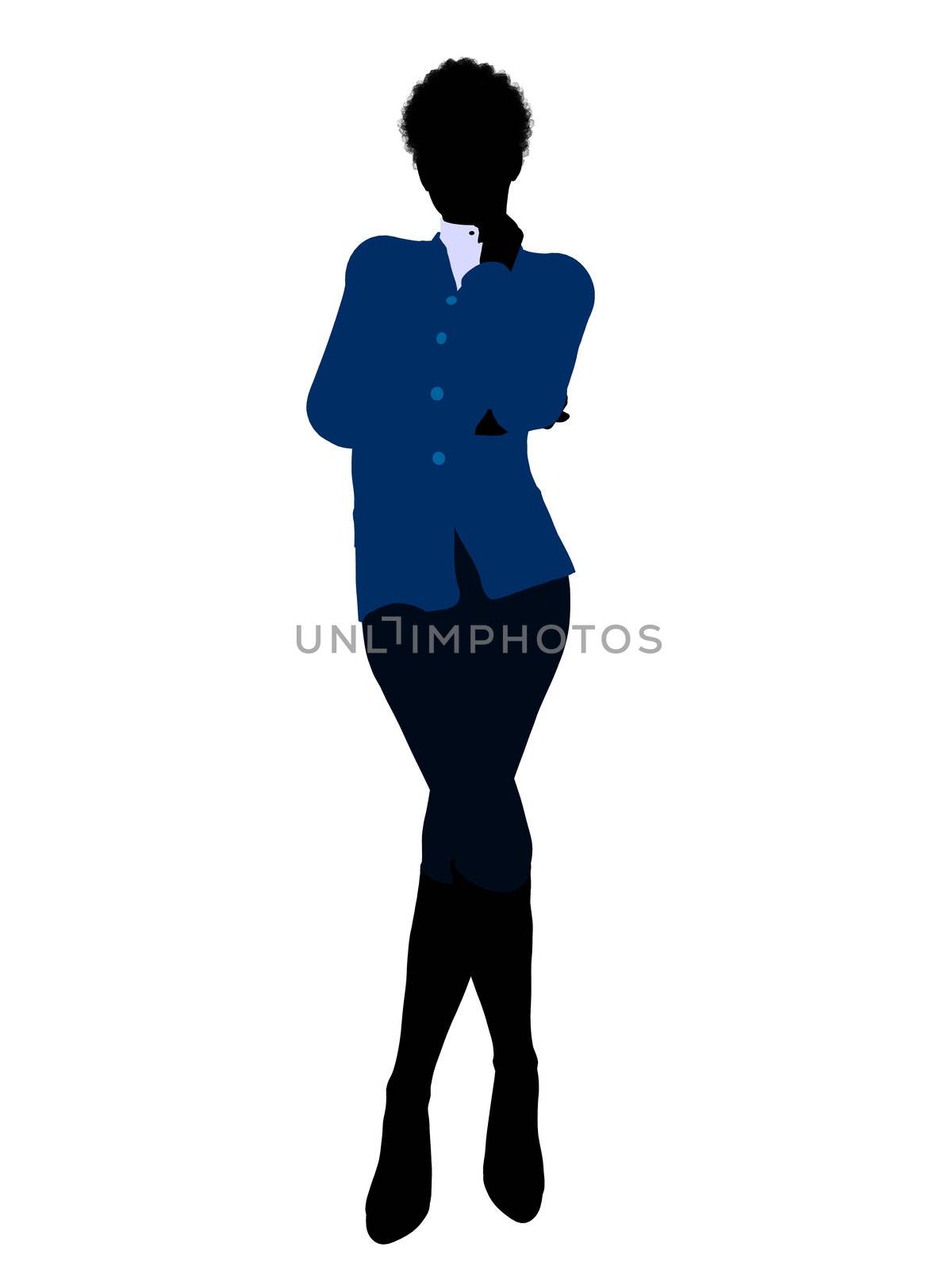African american female business executive silhouette on a white background