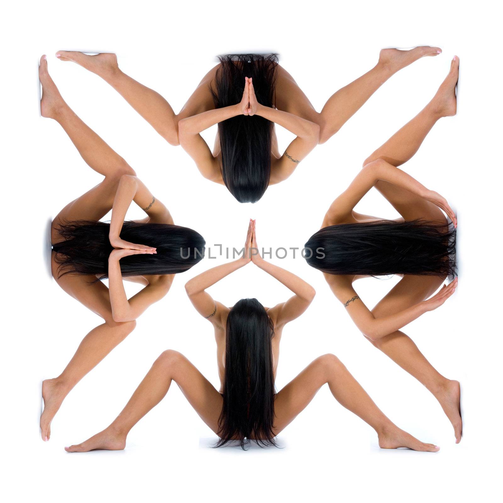 Nude girl on  white background
