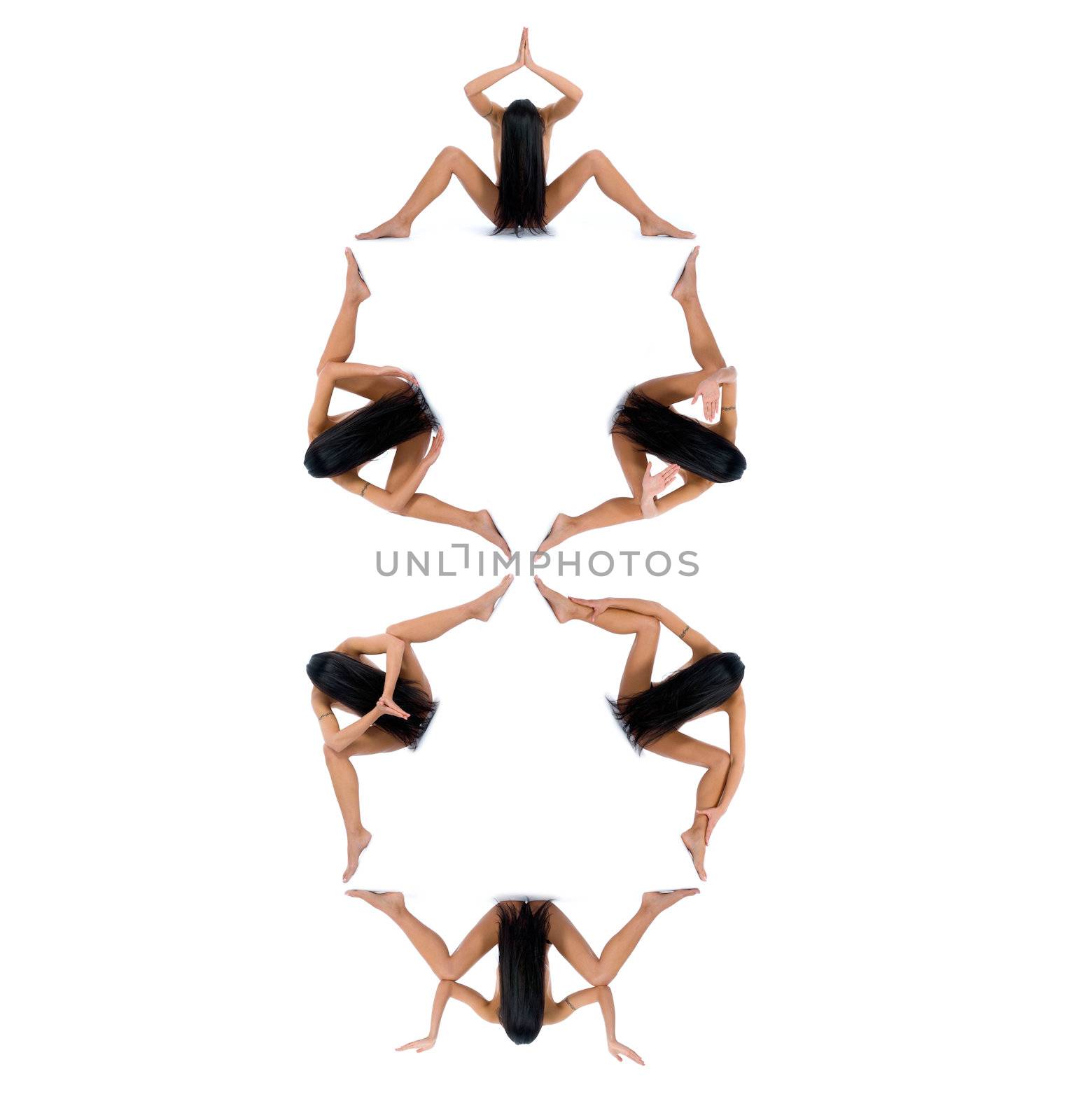 Nude girl on  white background