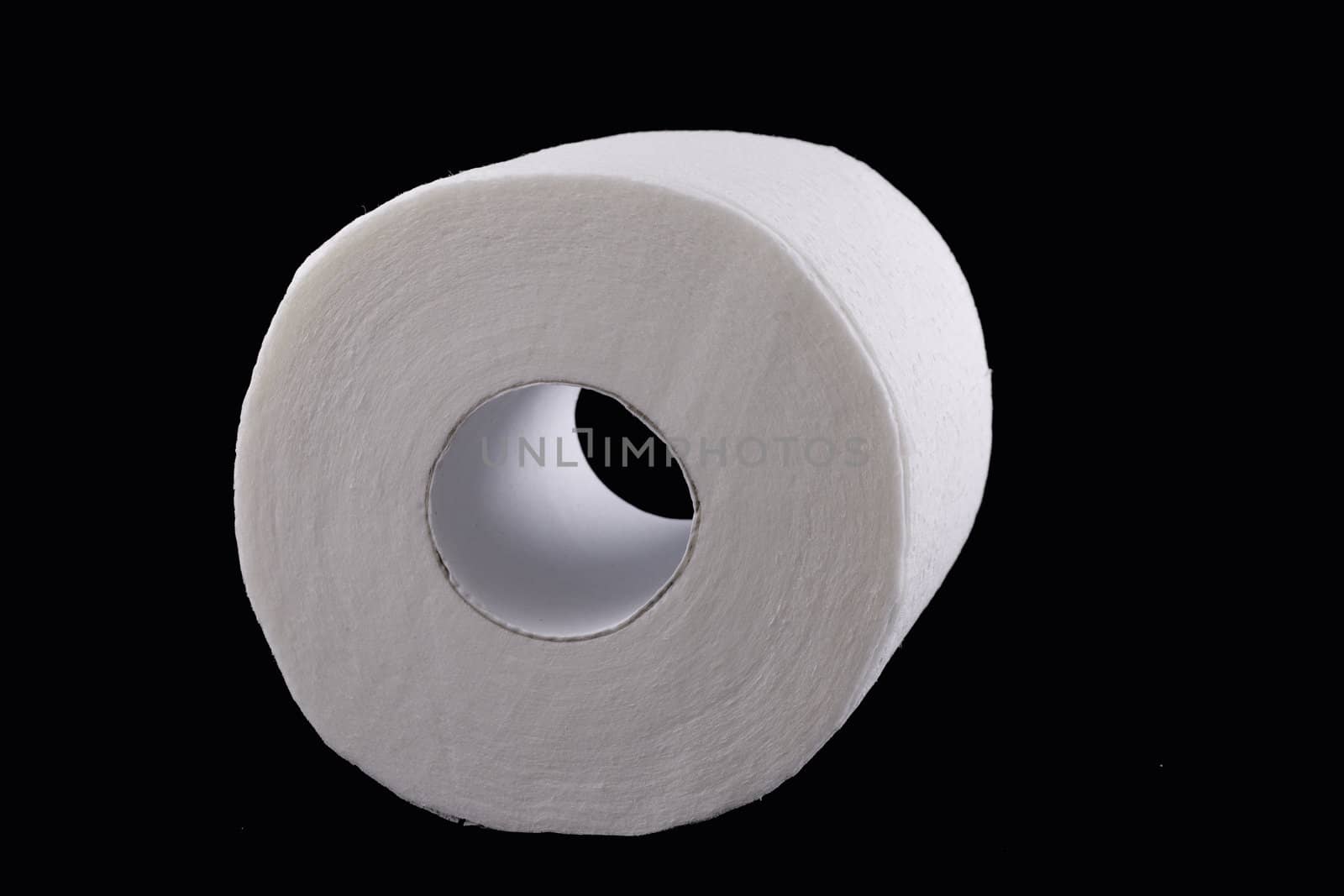 white toilet paper on black background