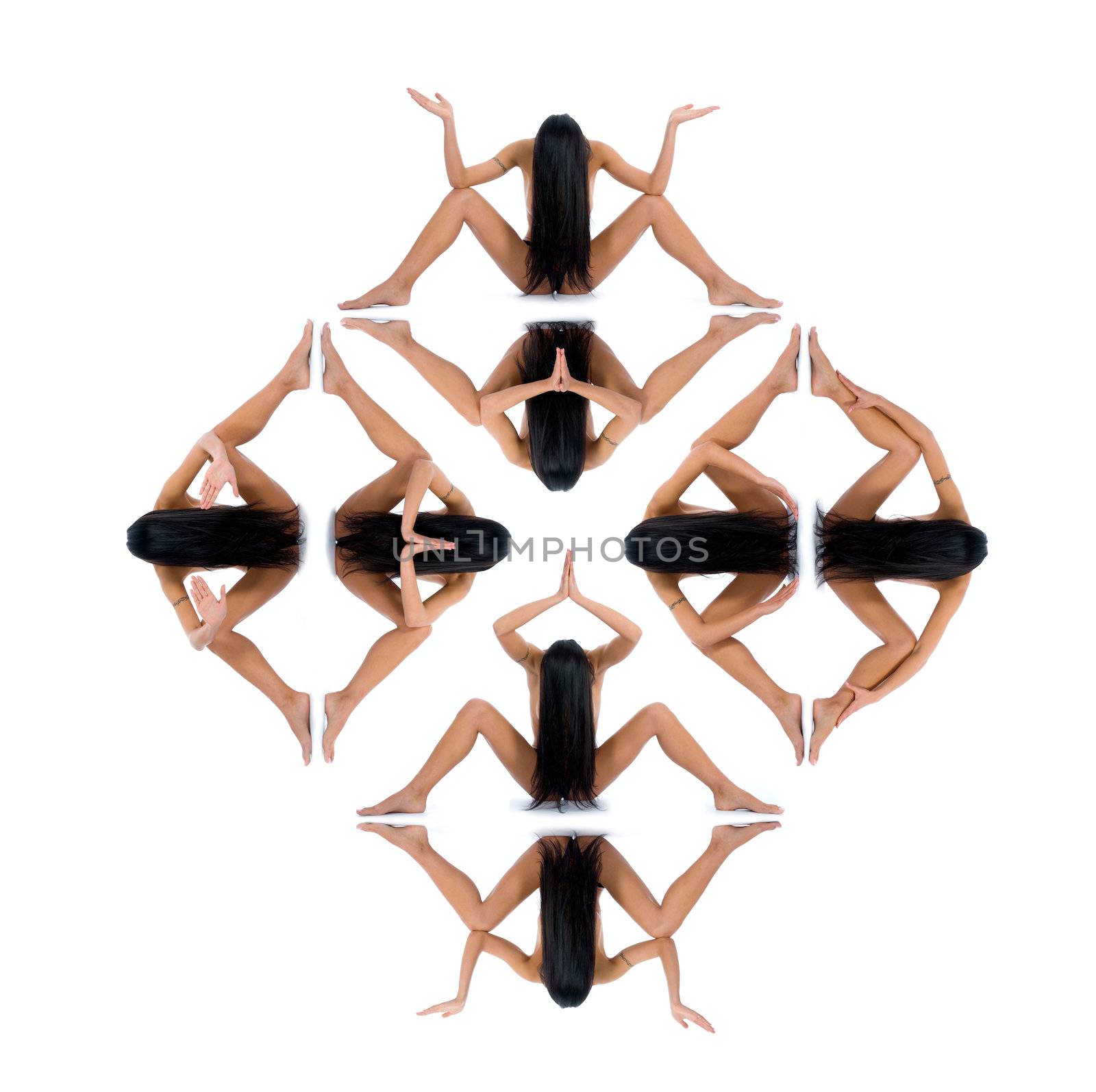 Nude girl on  white background