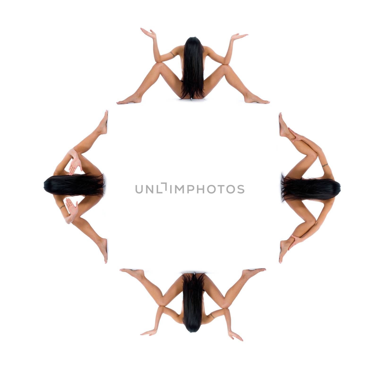 Nude girl on  white background