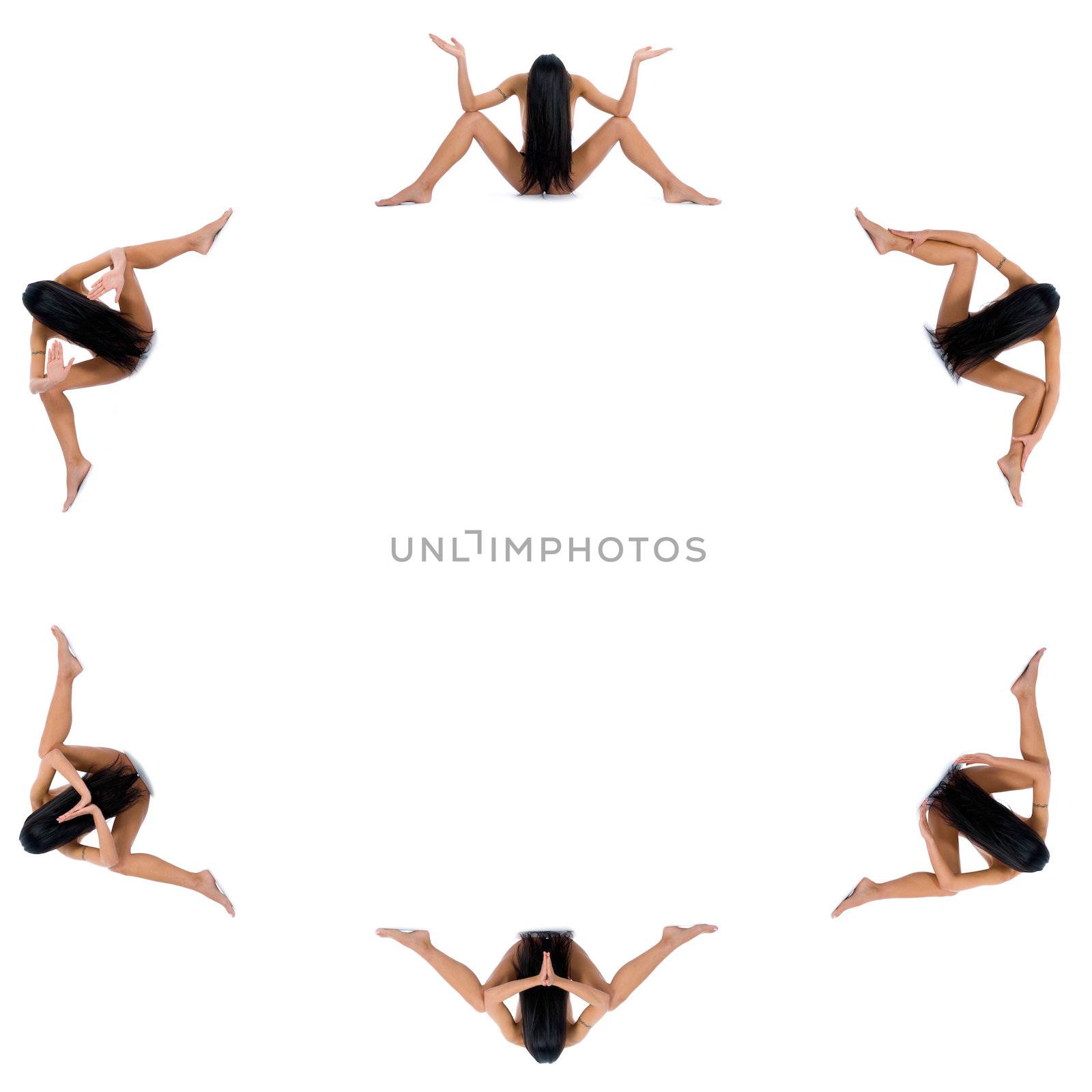 Nude girl on  white background