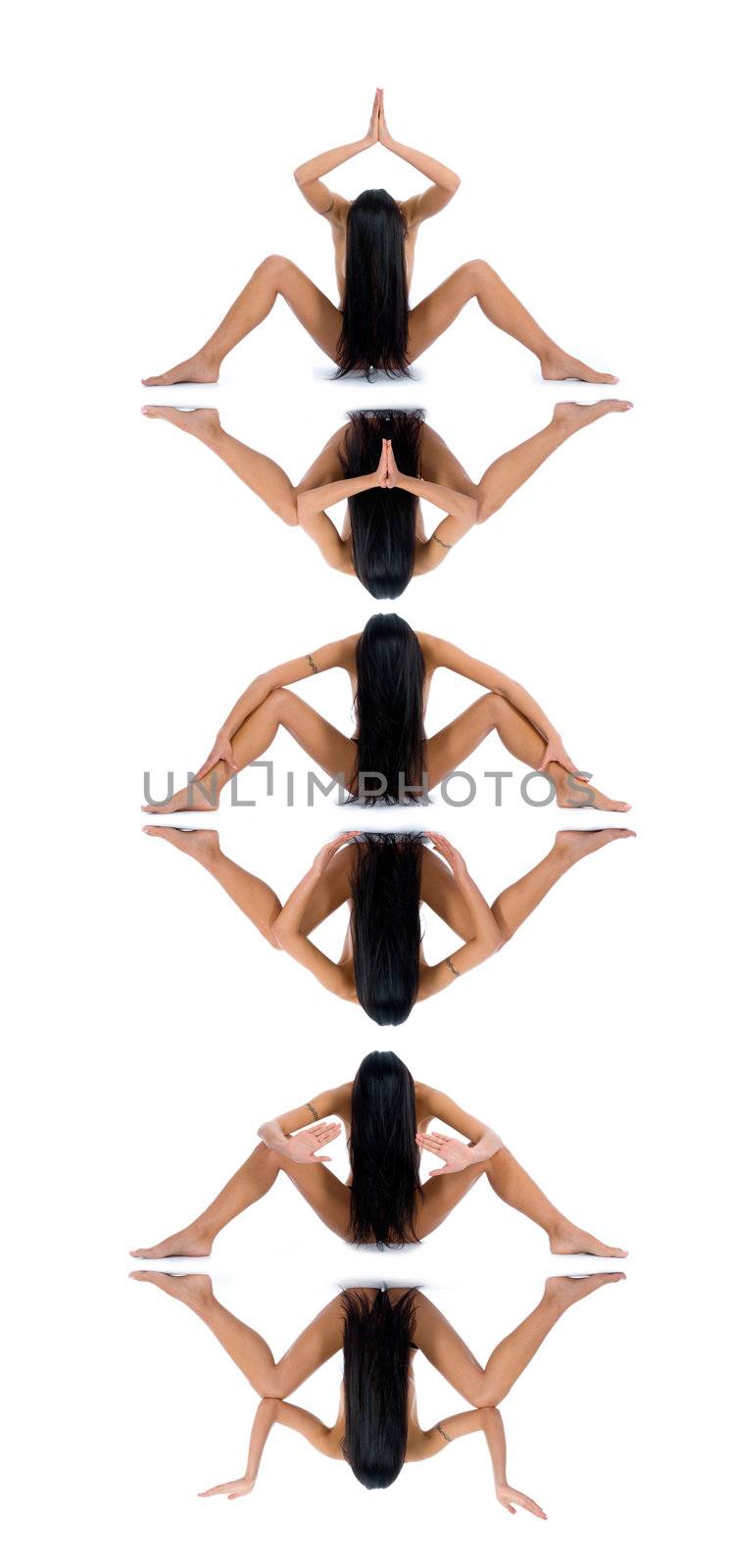 Nude girl on  white background