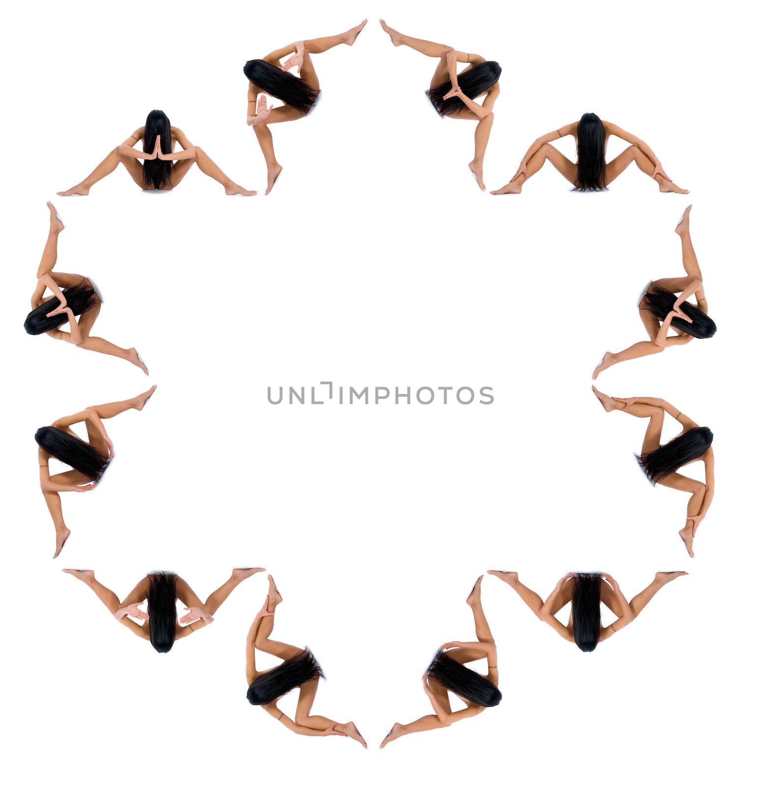 Nude girl on  white background